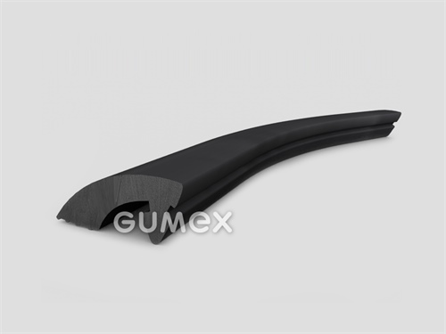 Gummikeil für Profile für Fahrzeugfenster, 12,5x29/5,6mm, 70°ShA, EPDM, EN 45545-2, schwarz, 